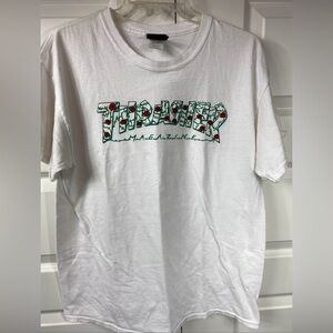 Thrasher Magazine Graphic Shirt Rose Thorn Logo Mens Skateboarding Large White